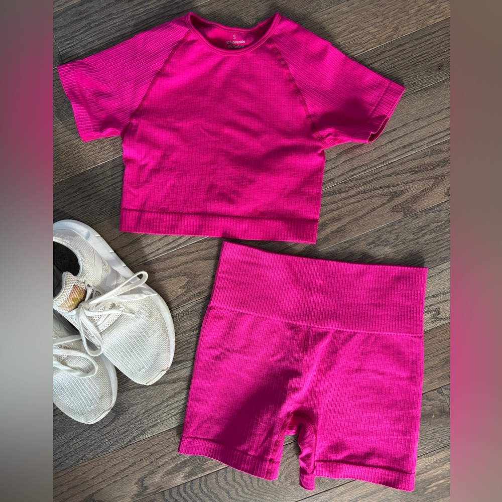 SHEIN hot pink workout set